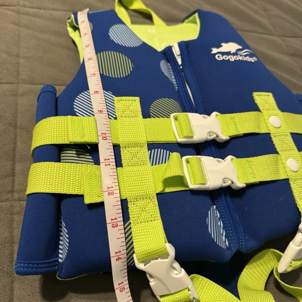 Gogokids‎ Toddler Medium Swim Life Jacket Blue Polka Dot Adjustable Swim Vest